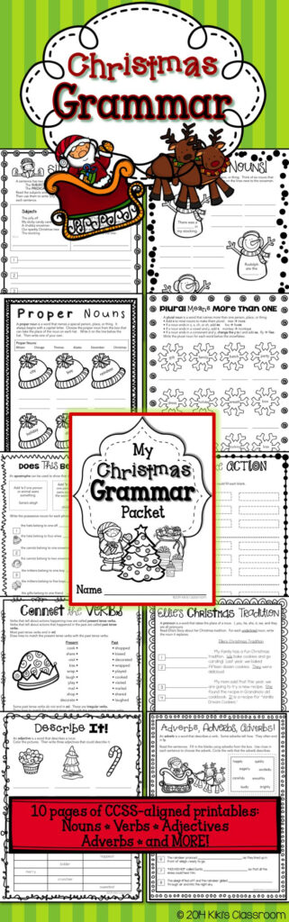 Christmas Grammar Pack~Ccss Aligned Nouns • Verbs