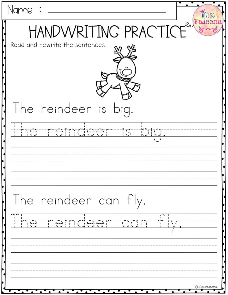 Christmas Handwriting Practice Worksheets Linear Equations