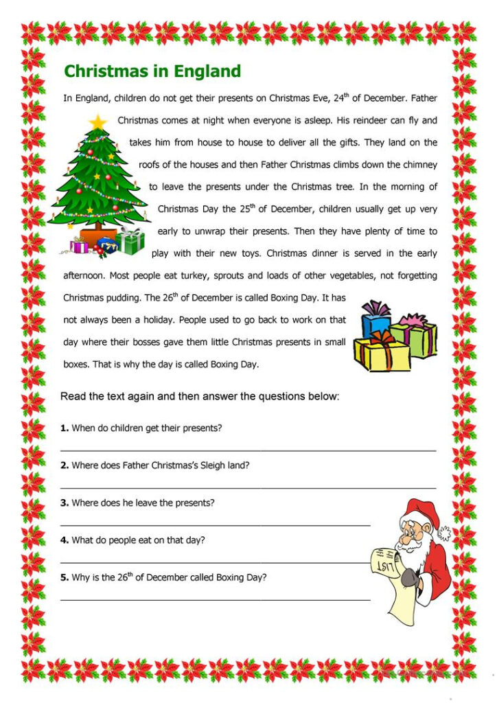 Christmas In England   English Esl Worksheets For Distance
