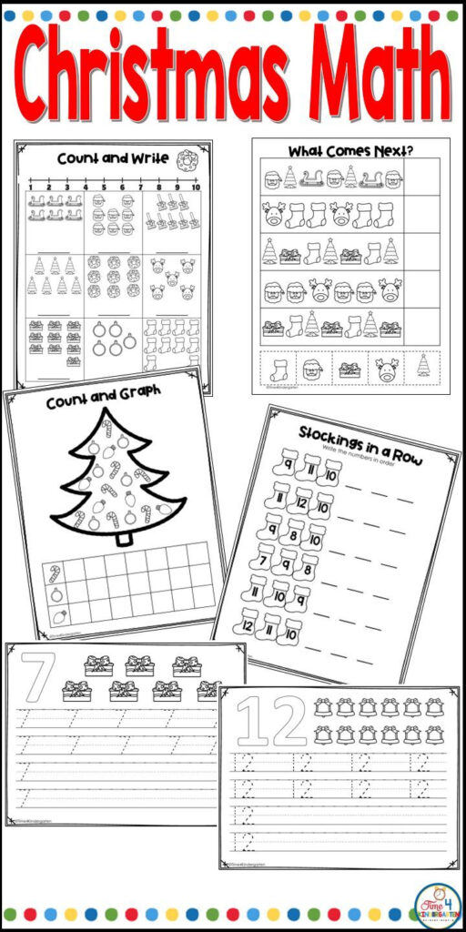 Christmas Kindergarten Math Worksheets And Centers For