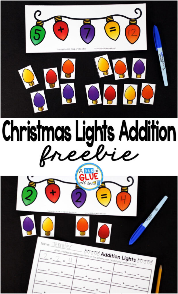 Christmas Lights Addition Printable Math Worksheets   A Dab
