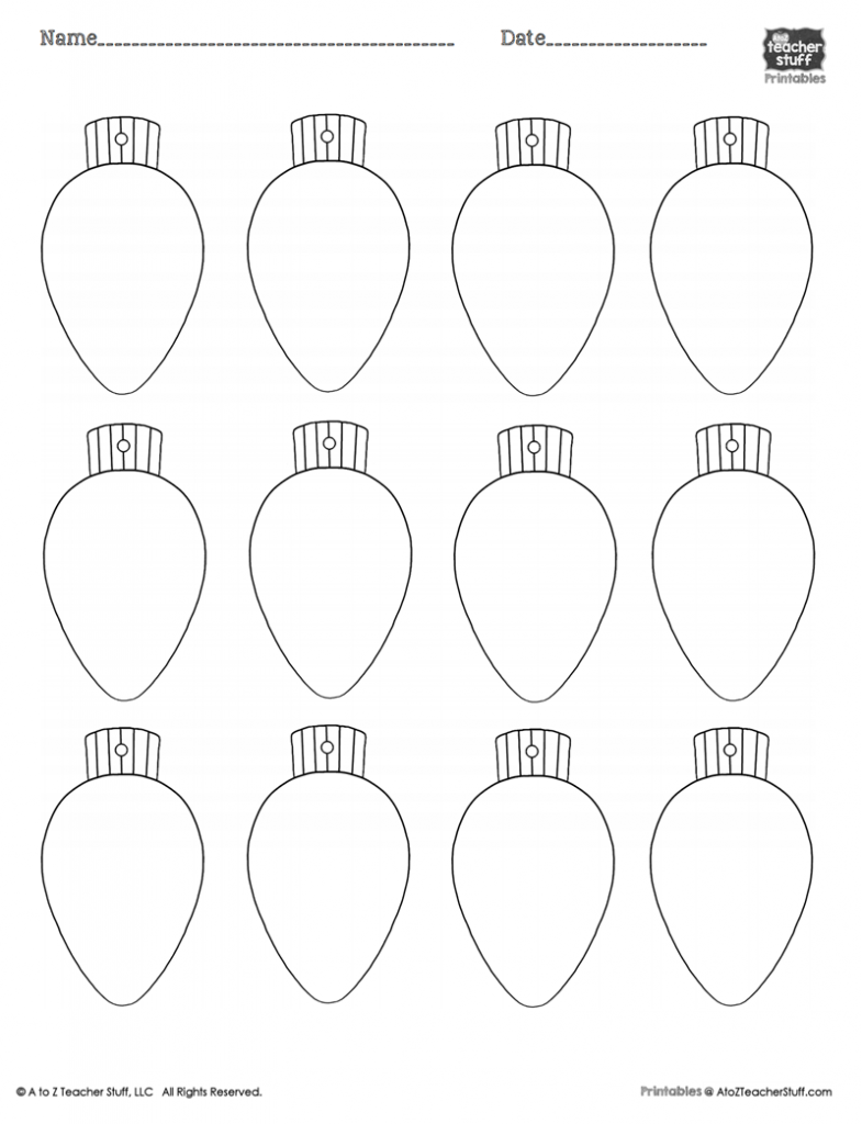 Christmas Lights Printablecoloring Page, Worksheet Or