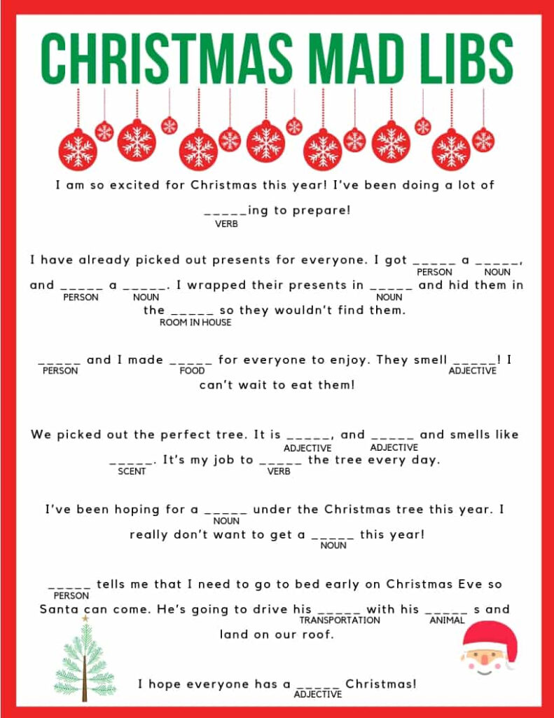 Christmas Mad Libs | Jac Of All Things