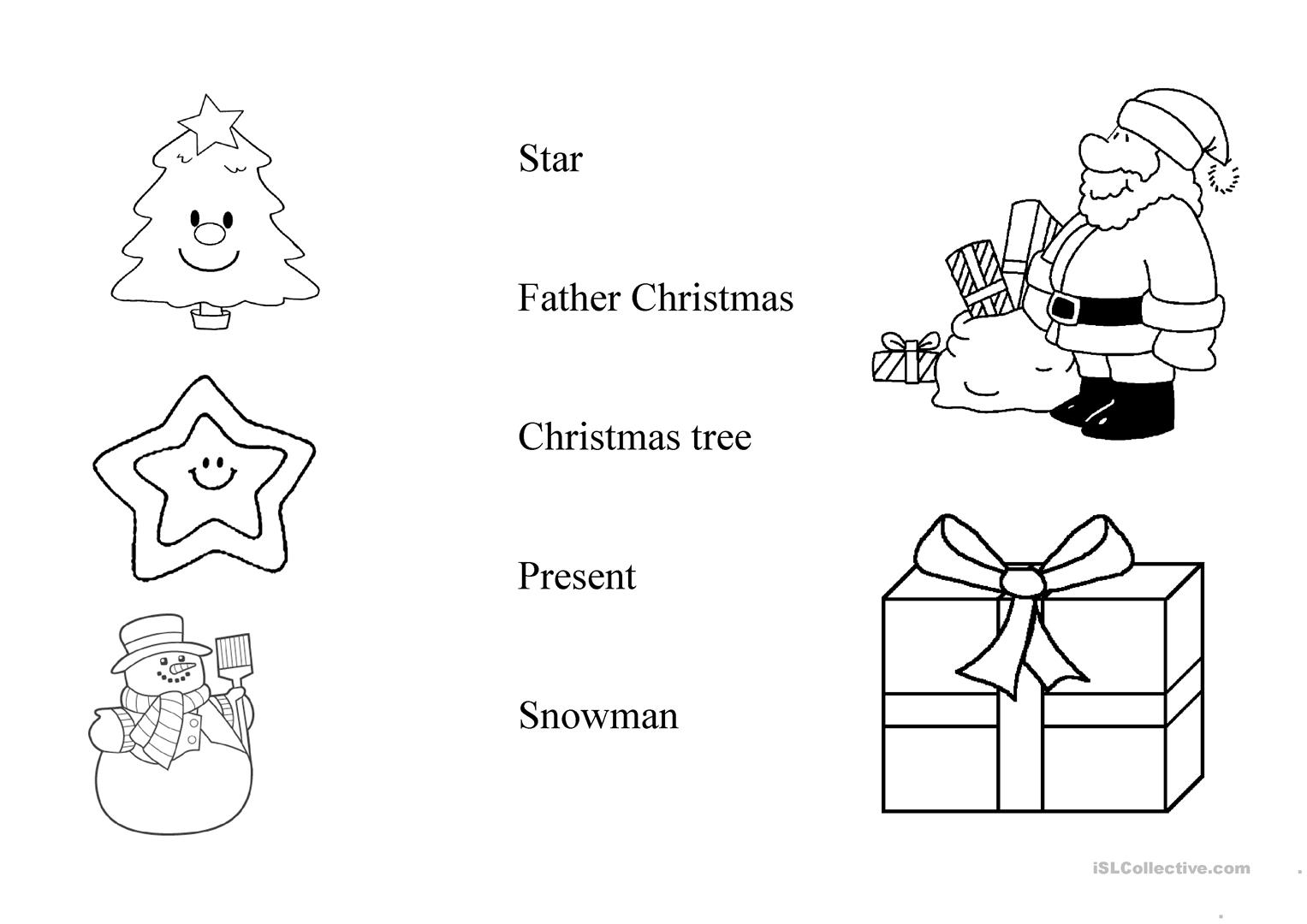 Christmas Matching - English Esl Worksheets For Distance