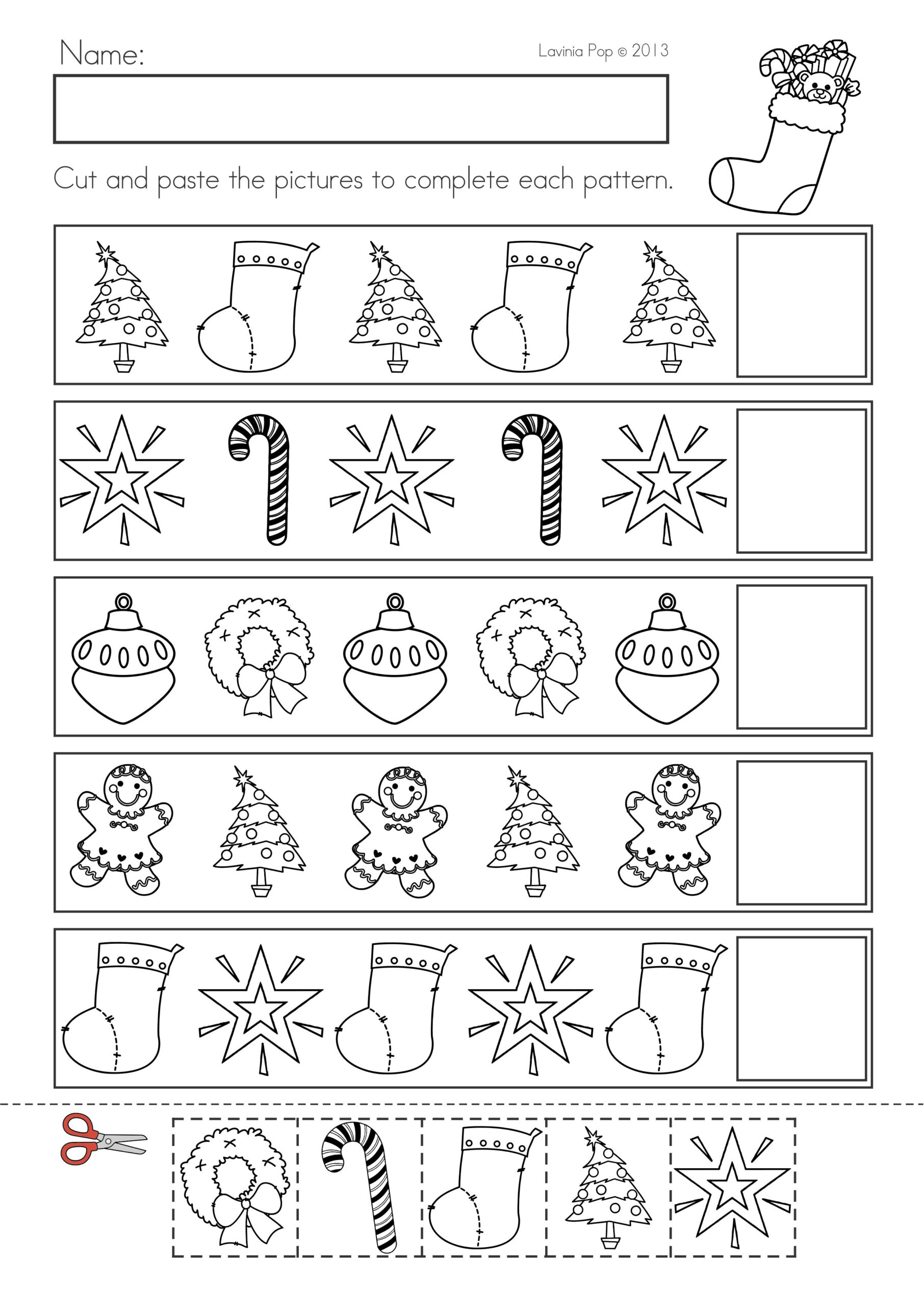 Christmas Pattern Worksheet Kindergarten