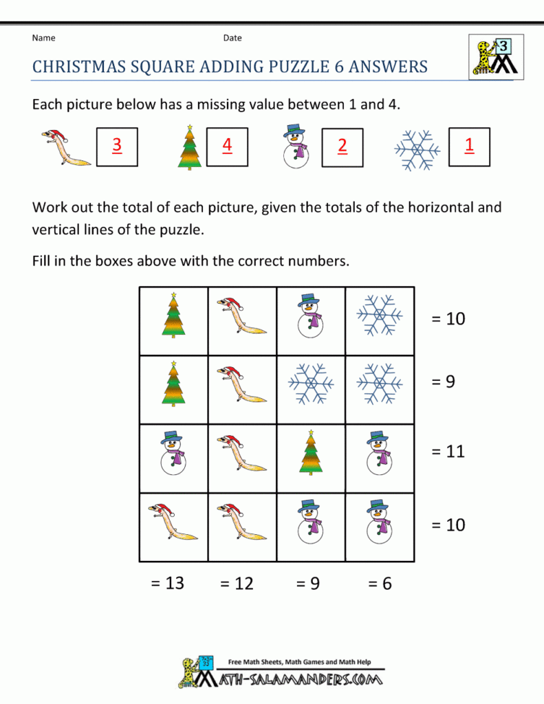 Christmas Math Problem Solving Worksheets | Mdhwmh