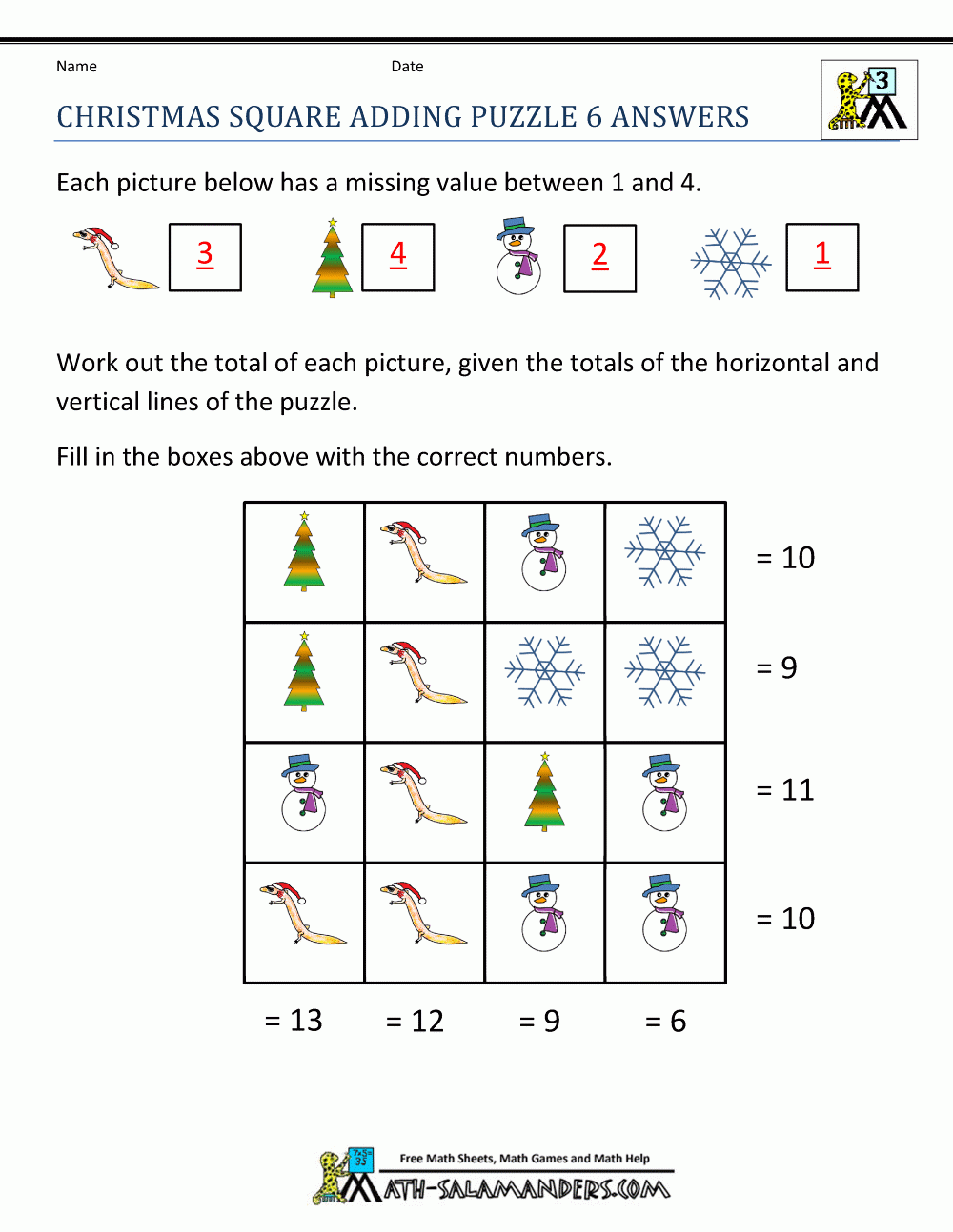 Christmas Math Problem Solving Worksheets | Mdhwmh