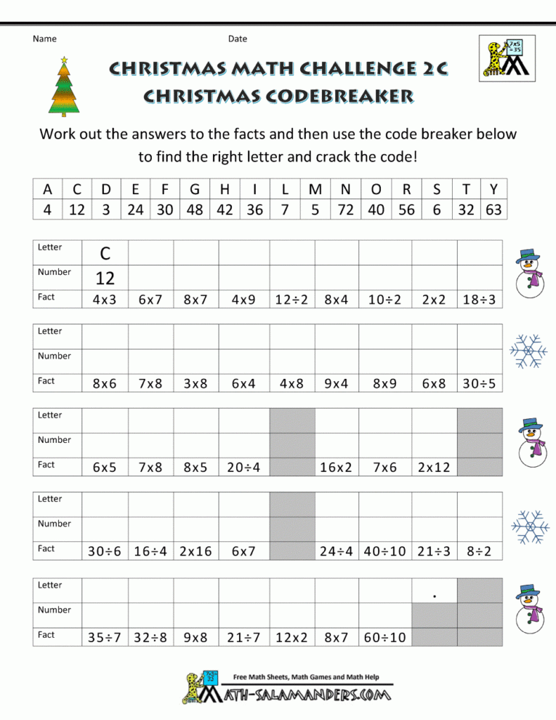 Christmas Math Sheets Challenge 2C | Christmas Math