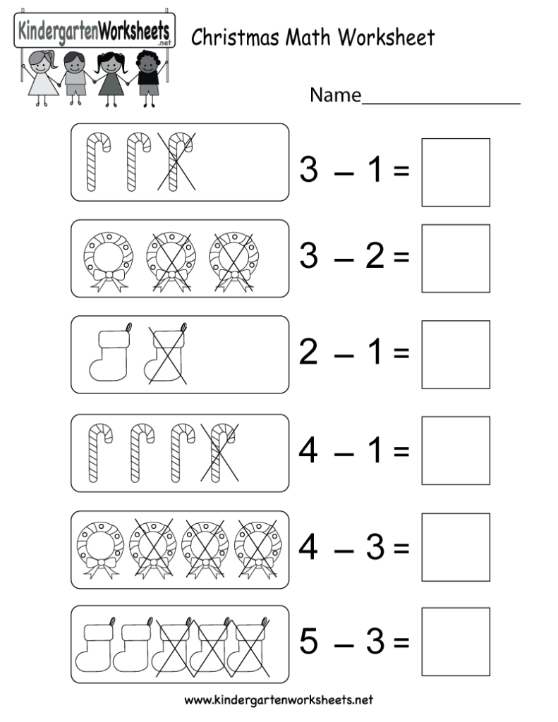 Christmas Math Worksheet Printableree Workor Kindergarten
