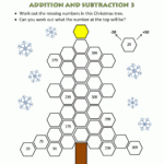 Christmas Math Worksheet Tree Addition Subtraction 3