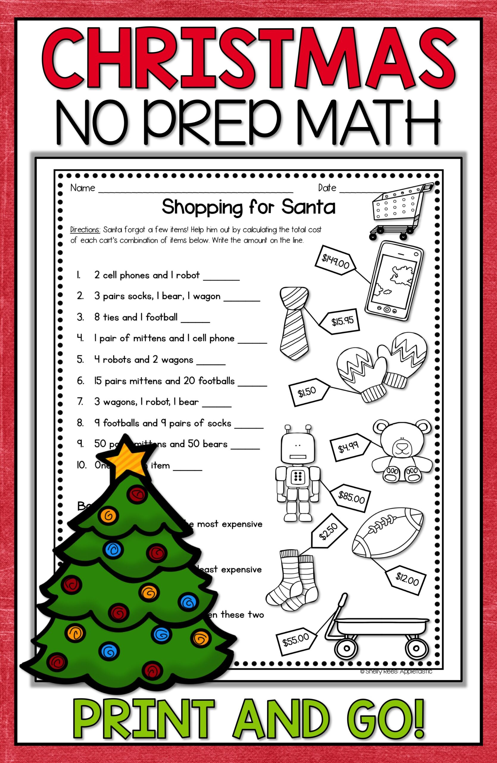 Christmas Math Worksheets For Middle School Graph Definition