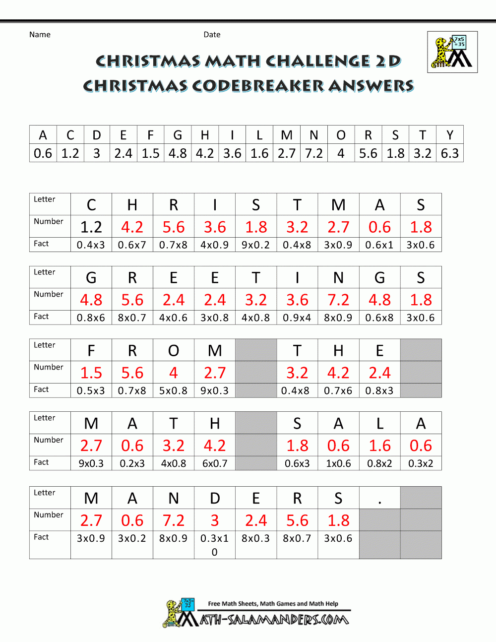 Christmas Math Worksheets (Harder)