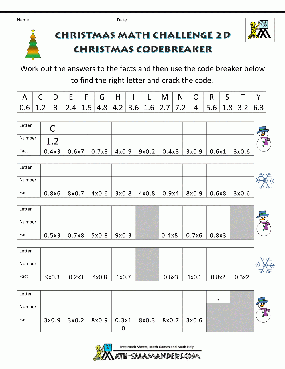 Christmas Math Worksheets (Harder)