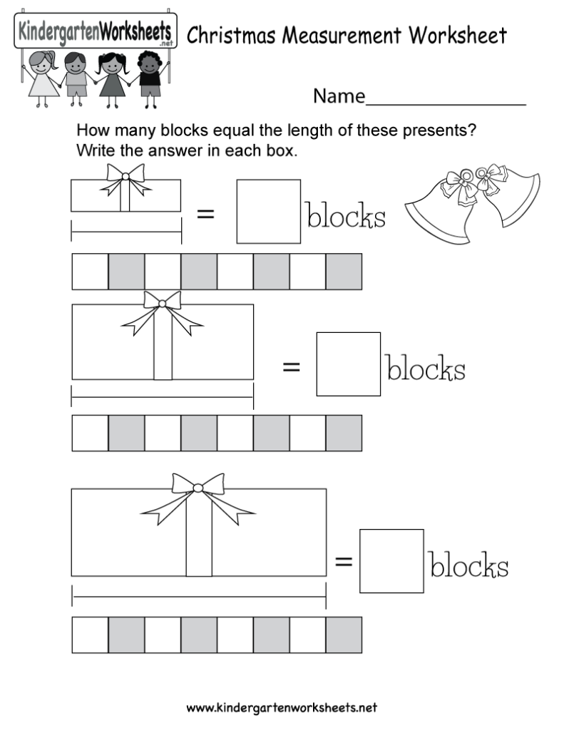 Christmas Measurement Worksheet   Free Kindergarten Holiday