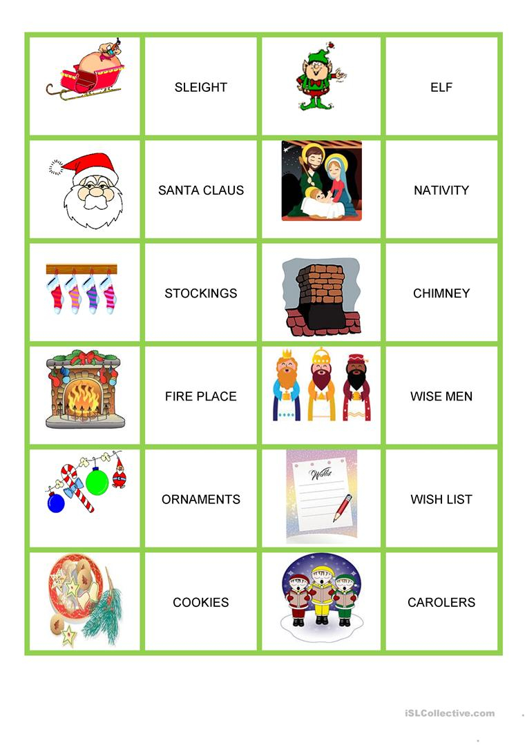 Christmas - Memory Game - English Esl Worksheets For