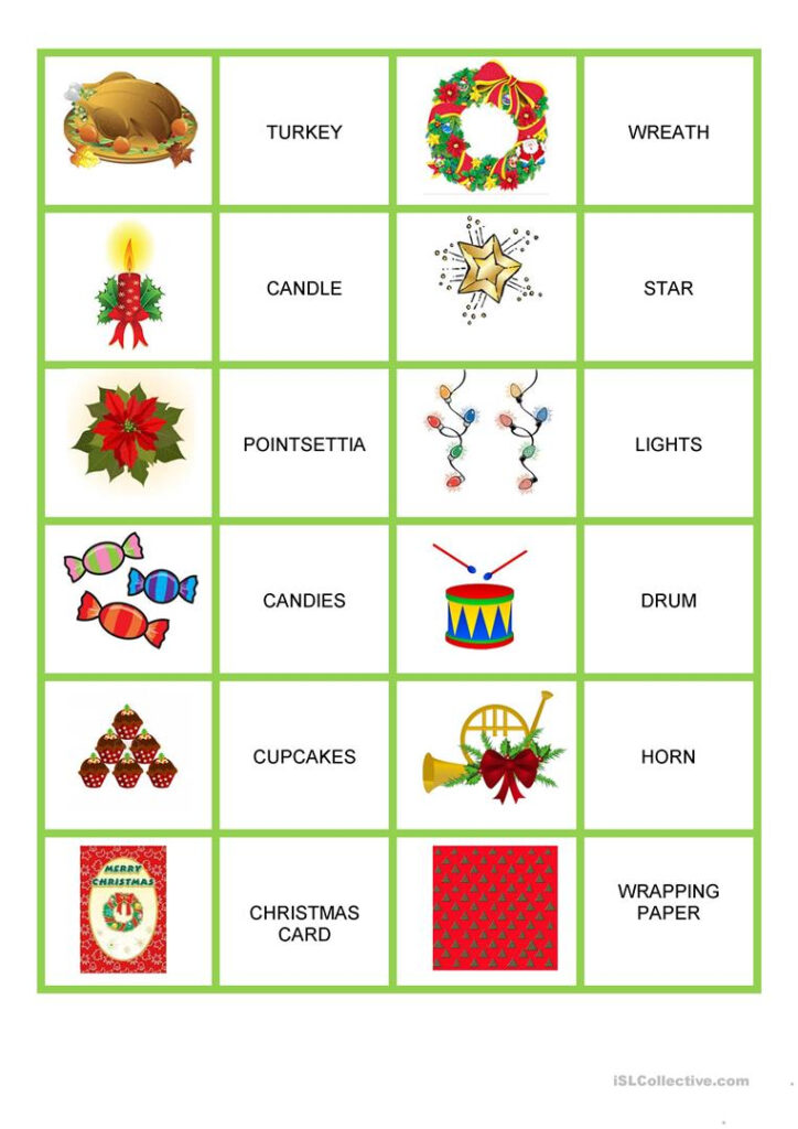 Christmas   Memory Game   English Esl Worksheets For