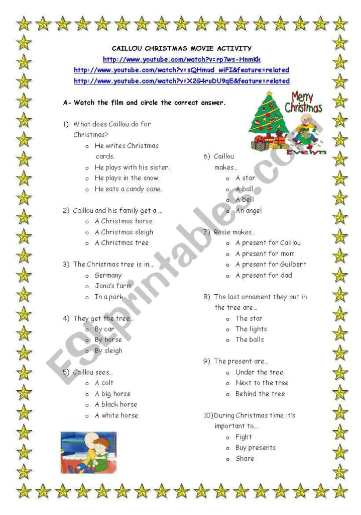 Christmas Movie Activity   Esl Worksheetninastoffel