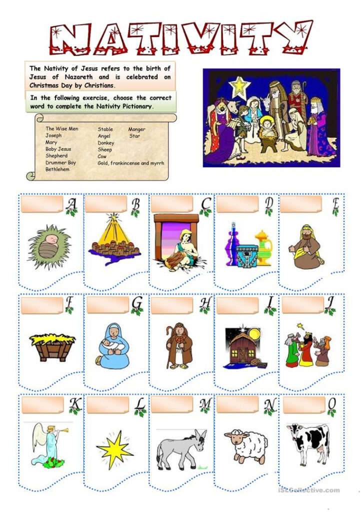Christmas   Nativity Vocabulary   English Esl Worksheets For