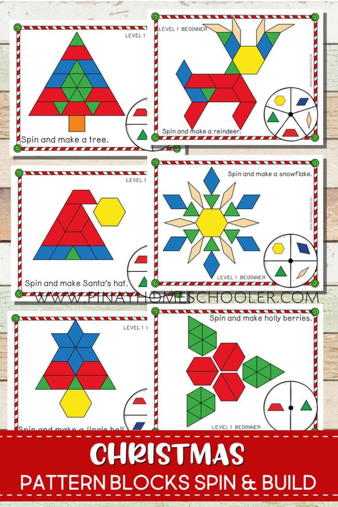 Christmas Pattern Blocks Spin And Build | Christmas