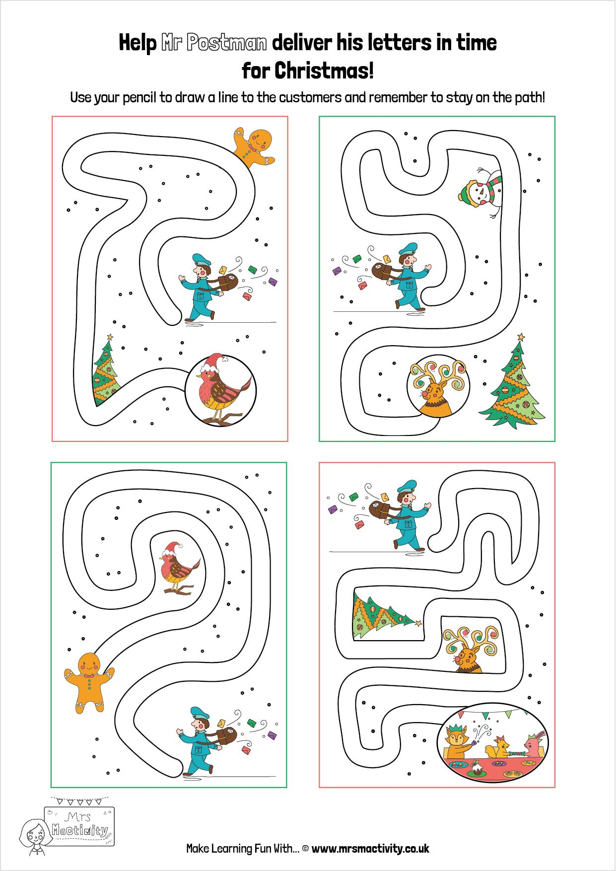Christmas Pencil Control Maze | Mrs Mactivity | Christmas