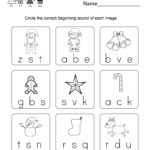 Christmas Phonics Worksheet   Free Kindergarten Holiday