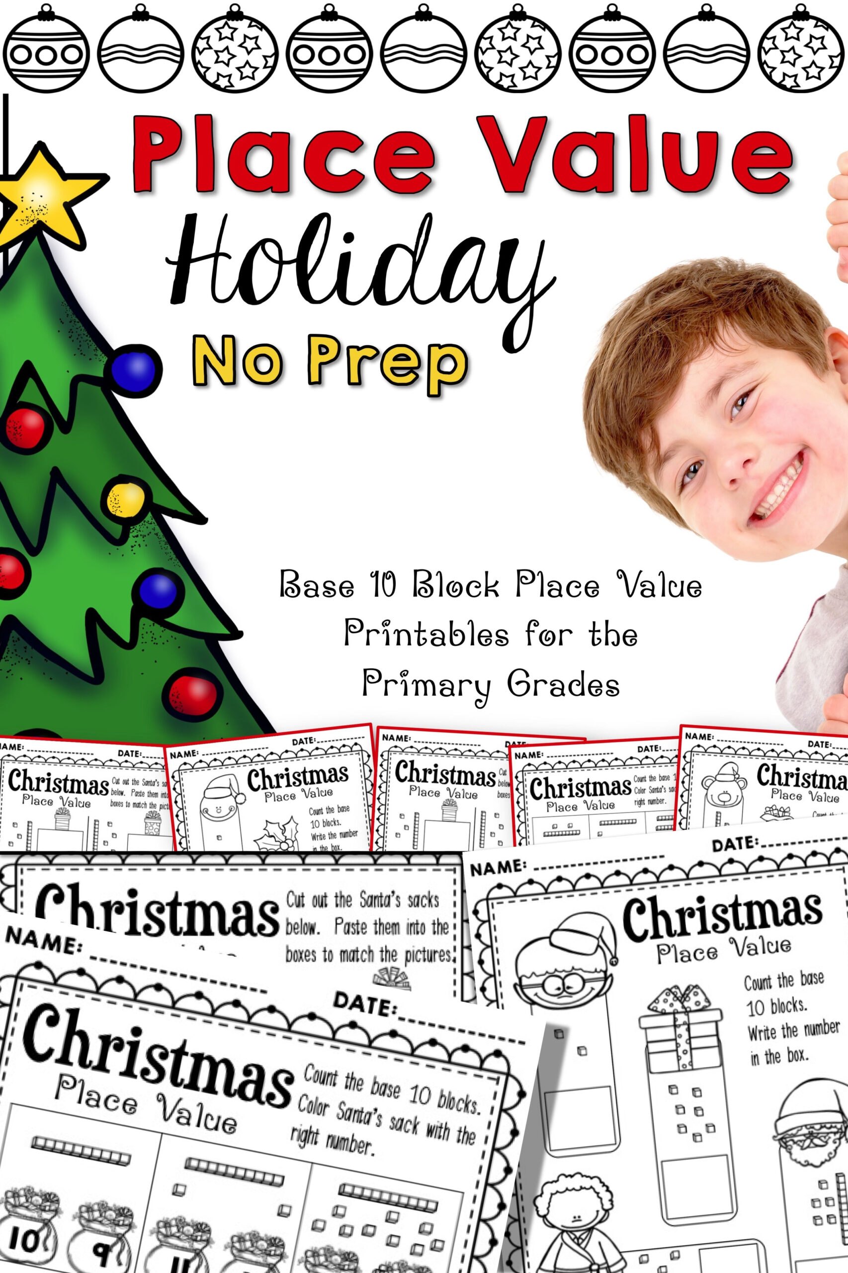 Christmas Place Value ~ Base 10 Blocks Comes With 10 Festive