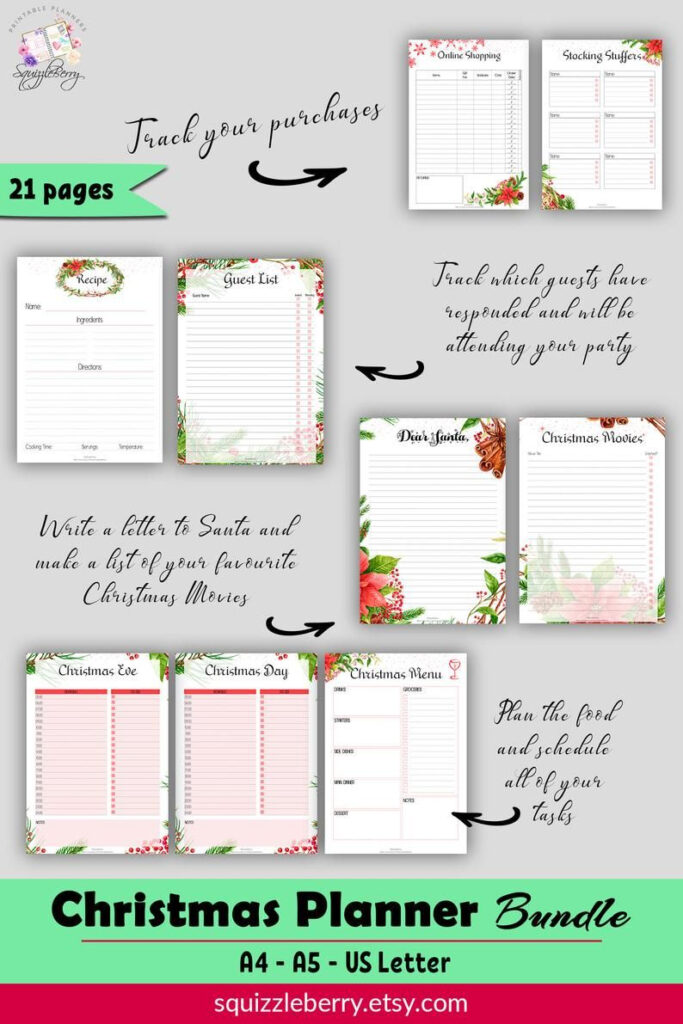 Christmas Planner Holiday Bundle   Printable Pdf To Download