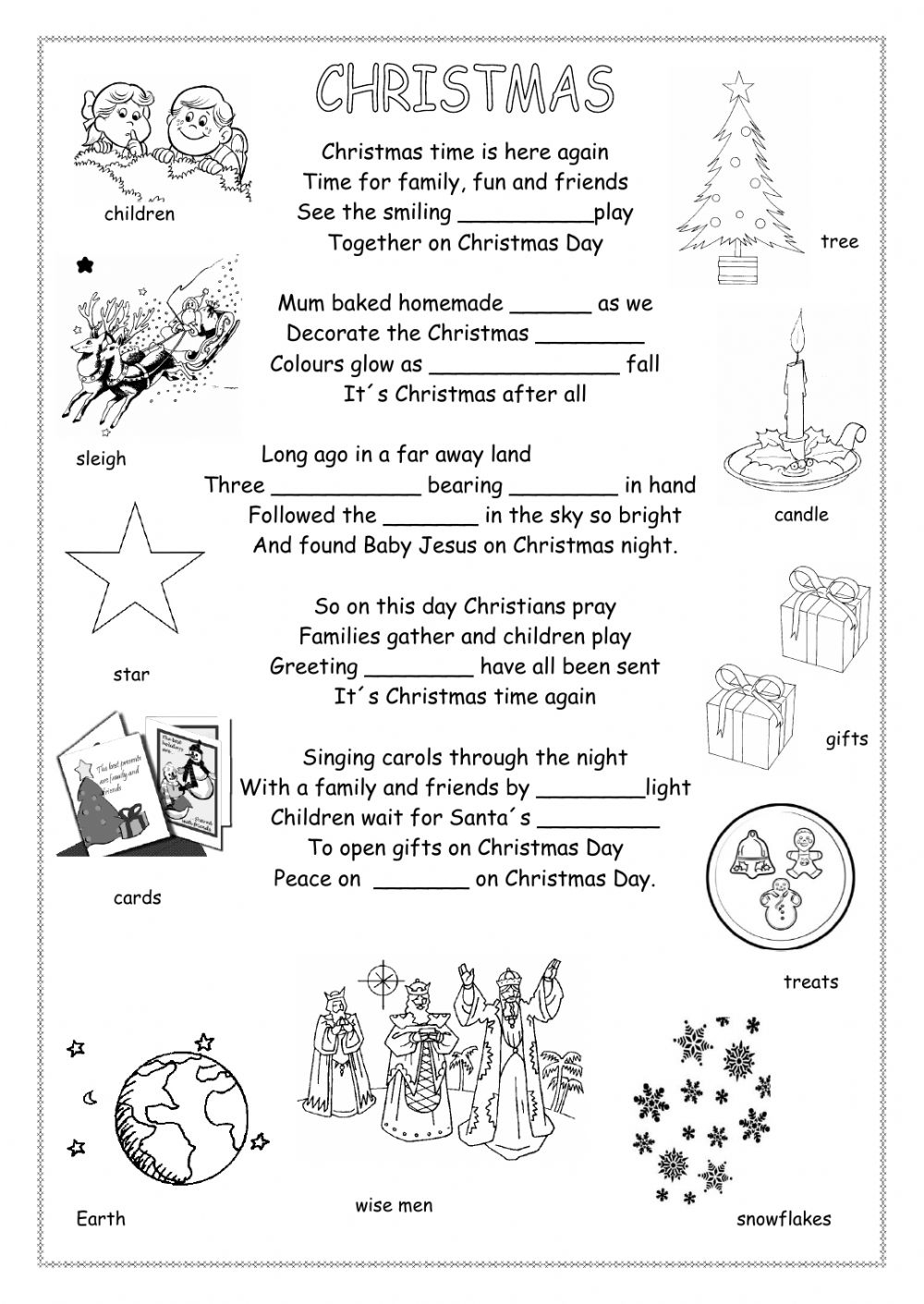 Christmas Poem Worksheet