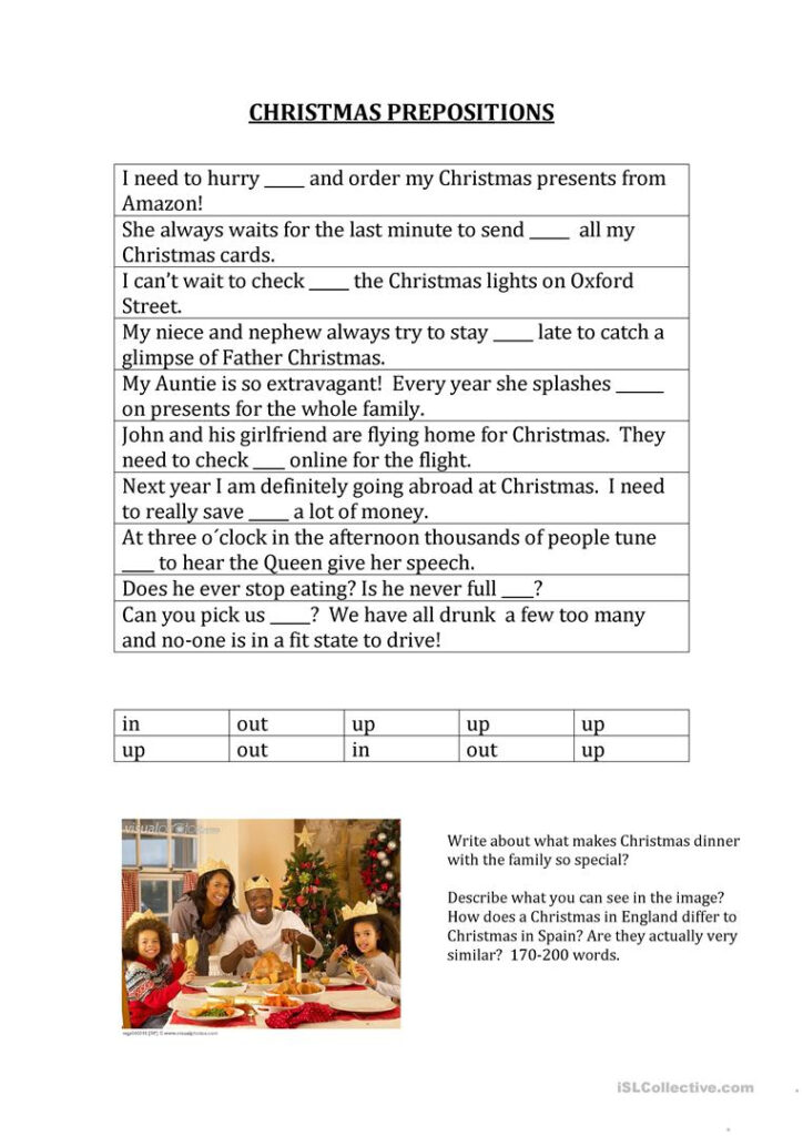 Christmas Prepositions   English Esl Worksheets For Distance