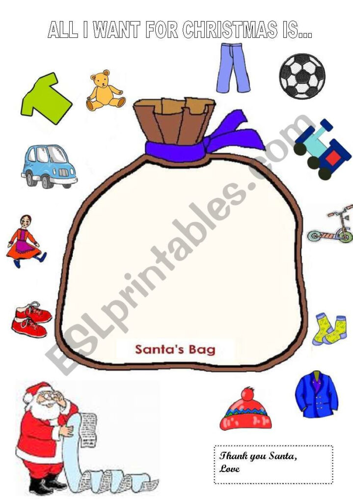 Christmas Present Bag   Esl Worksheetserife R