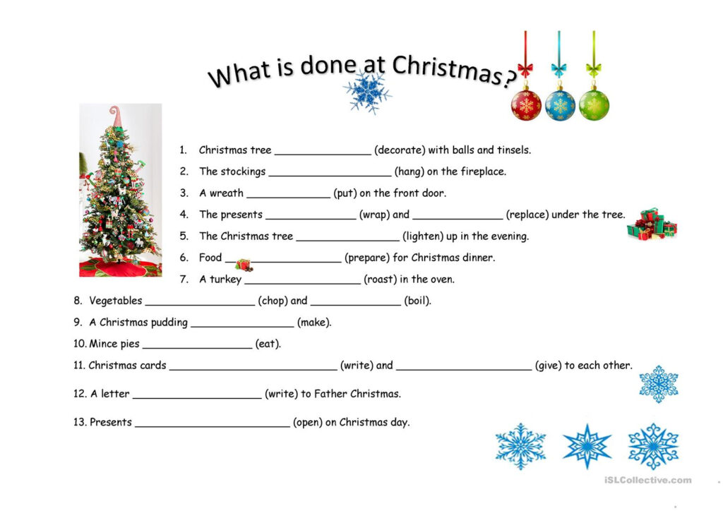 Christmas Present Passive   English Esl Worksheets For