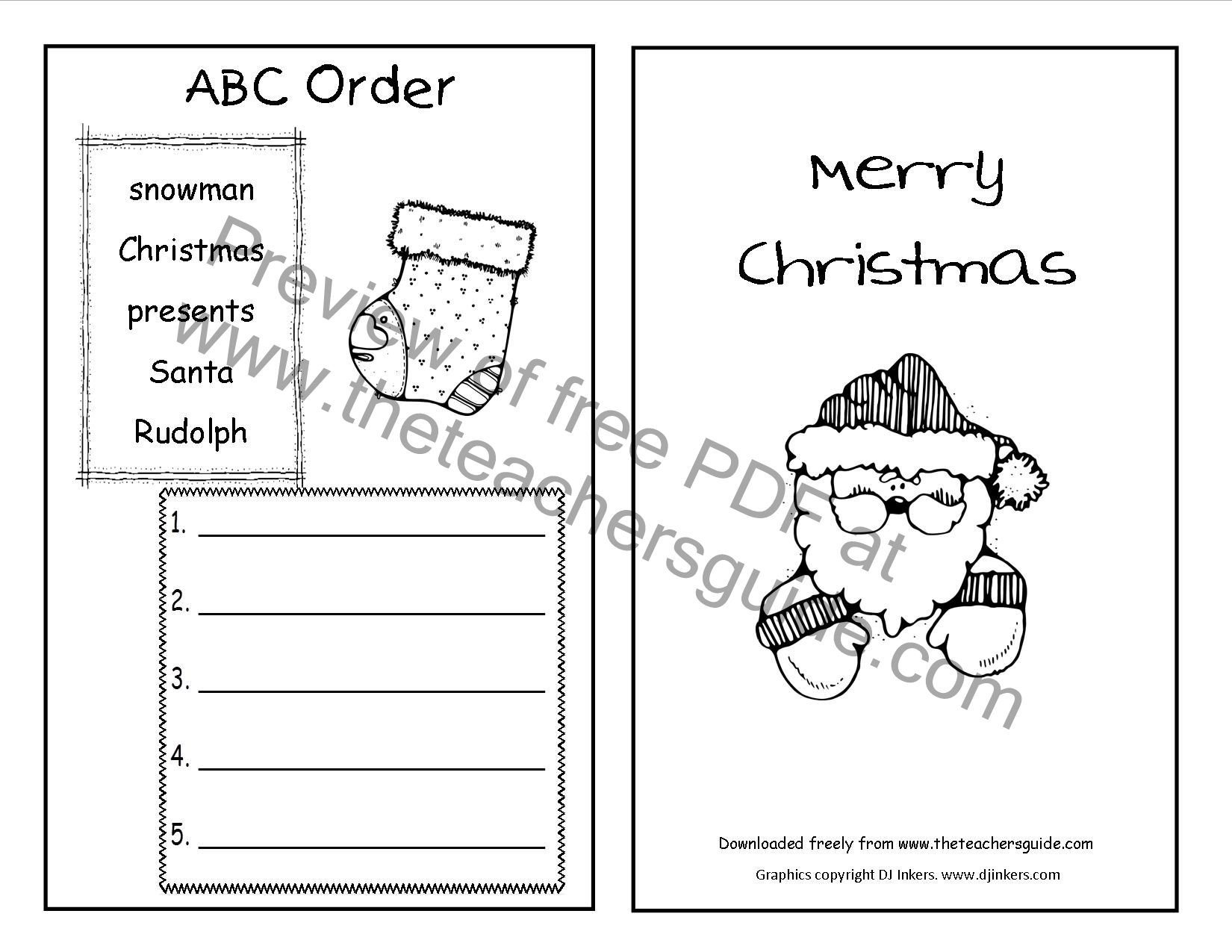 Christmas Printouts From The Teacher Guide Free Order