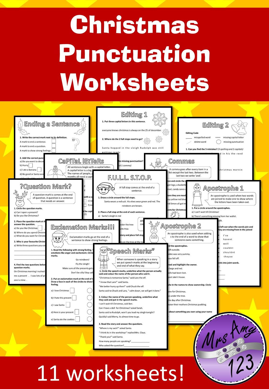 Christmas Punctuation Worksheets | Punctuation Worksheets