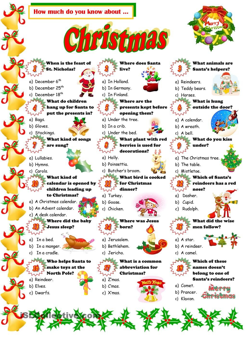 Christmas Quiz | Christmas Quiz, Christmas Worksheets