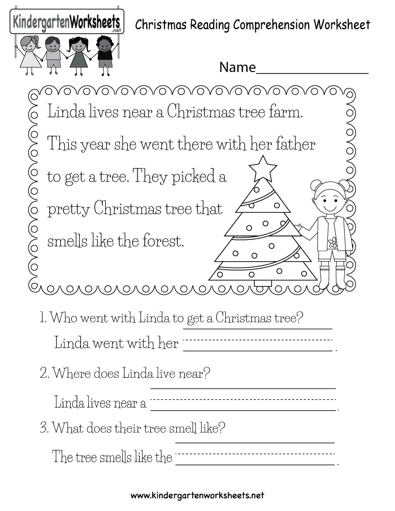 Christmas Reading Worksheet - Free Kindergarten Holiday