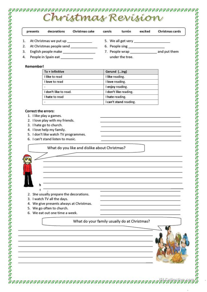 Christmas Revision 1Eso   English Esl Worksheets For