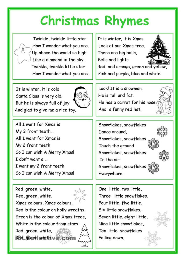 Christmas Rhymes | Christmas Worksheets, Christmas Poems