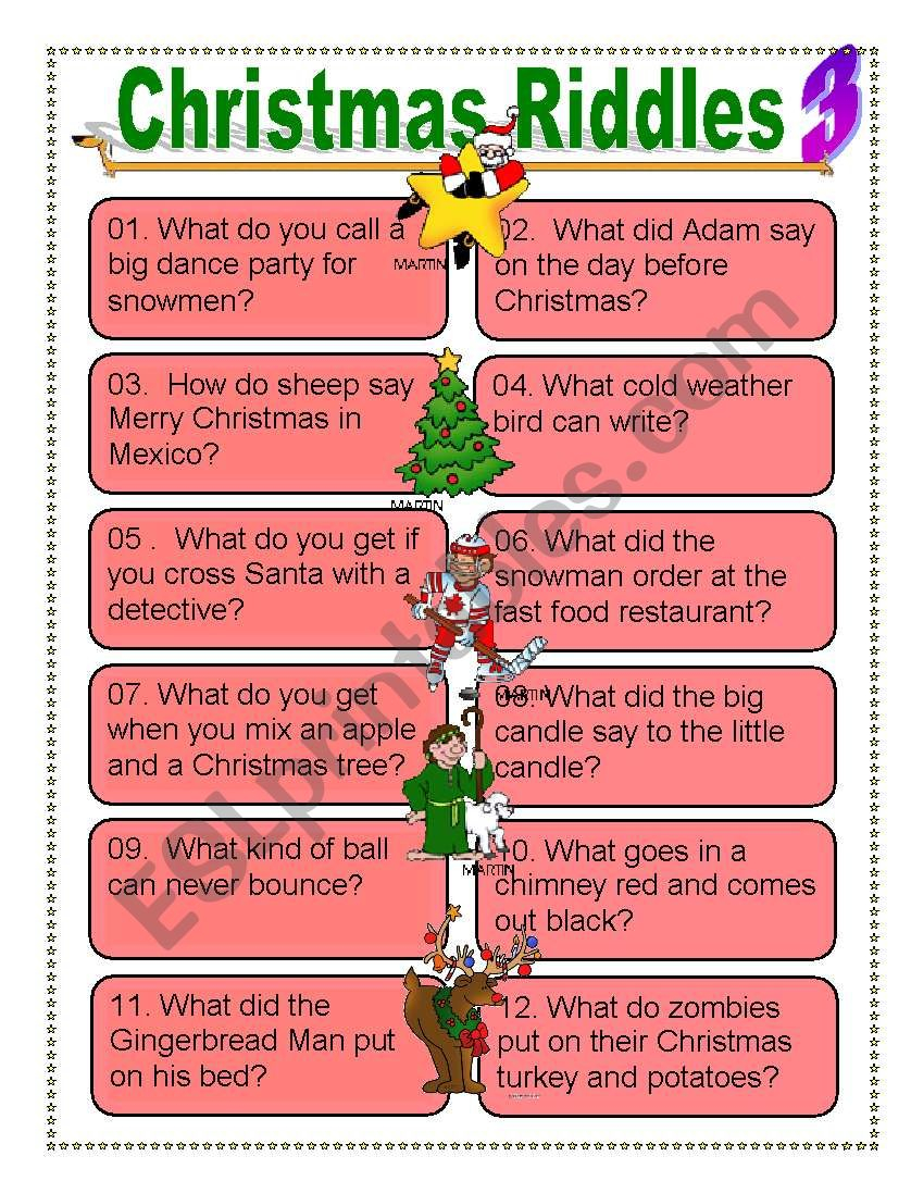 Christmas Riddles For Everyone - Esl Worksheetdturner