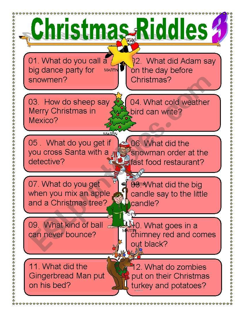 Christmas Riddles Worksheet AlphabetWorksheetsFree