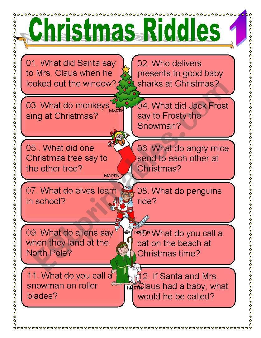 Christmas Riddles For Everyone - Esl Worksheetdturner