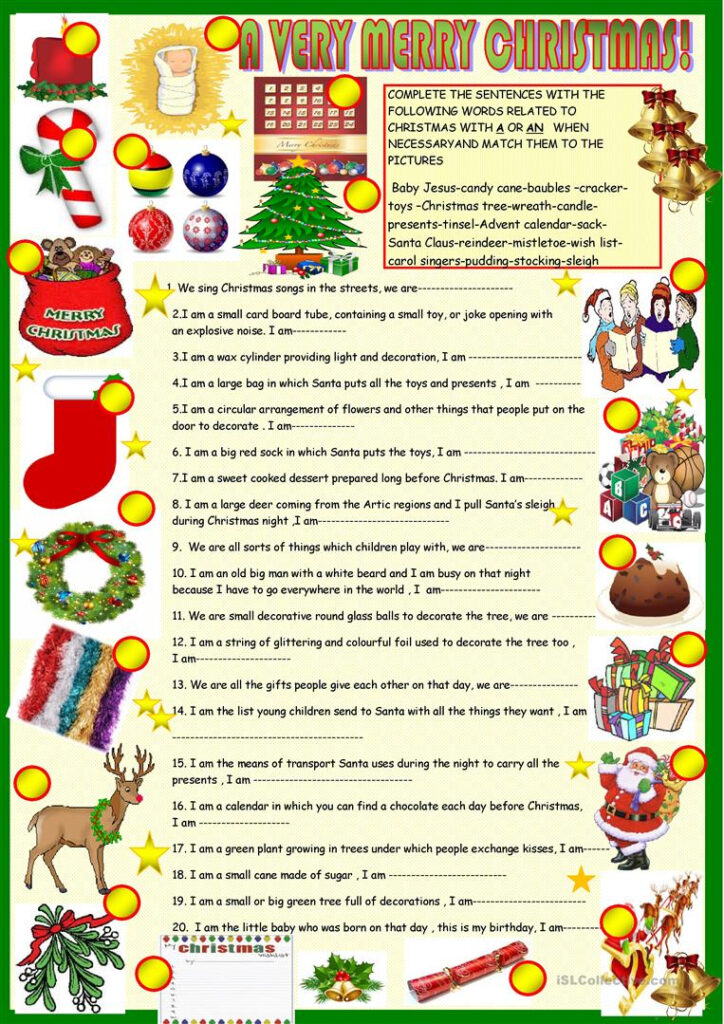 Christmas Riddles With Key   English Esl Worksheets For