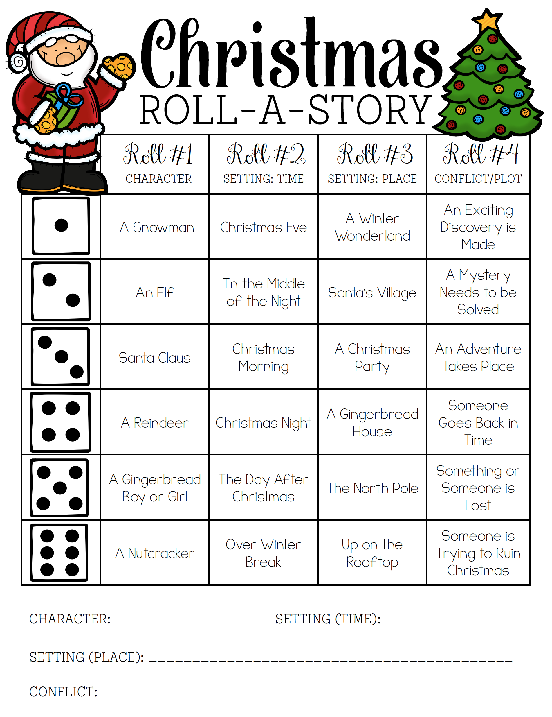 Christmas Roll-A-Story | Christmas Writing, Christmas