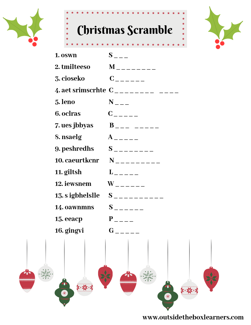 Christmas Scramble Free Printable | Christmas Printables