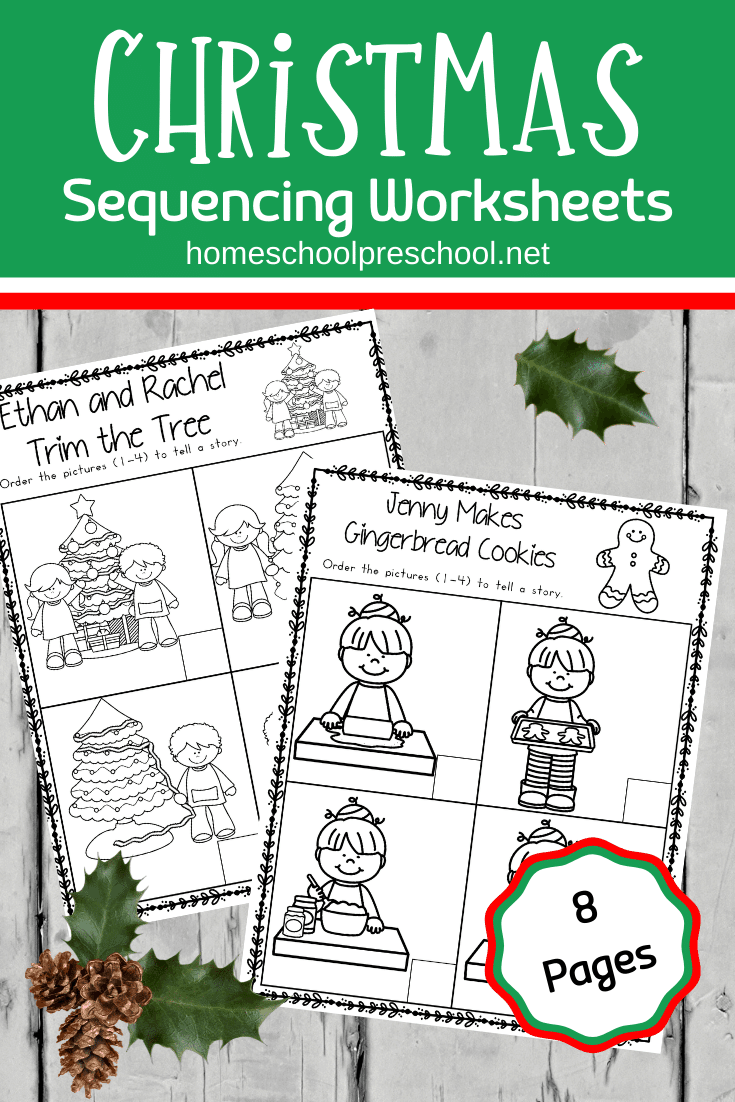 Christmas Sequence Worksheet Pack - Homeschool Preschool