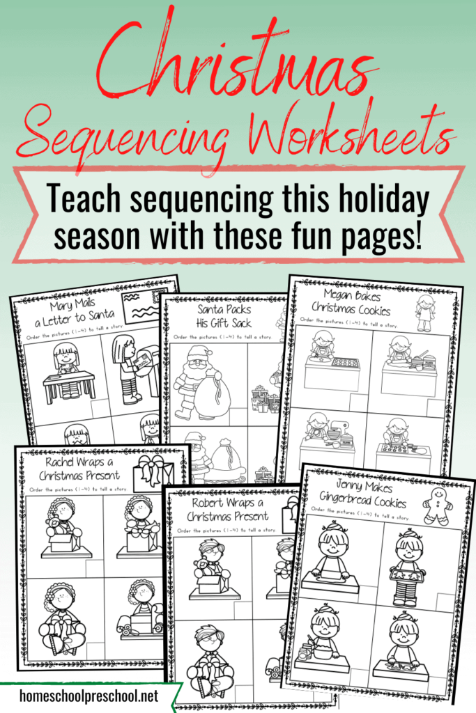 Christmas Sequence Worksheet Pack   Homeschool Preschool