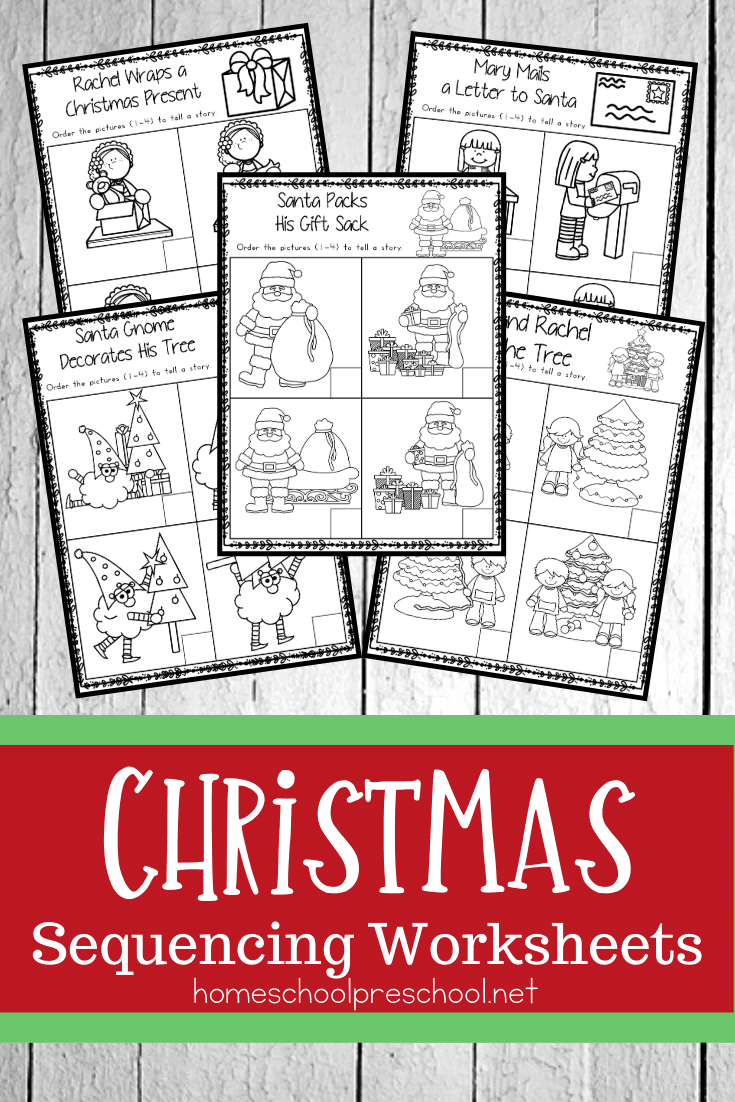 Christmas Sequence Worksheet Pack - Homeschool Preschool