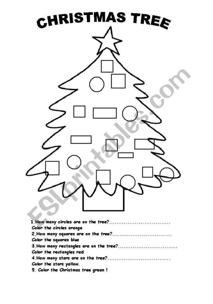 Christmas Shapes Numbers Colours   Esl Worksheetstolaris