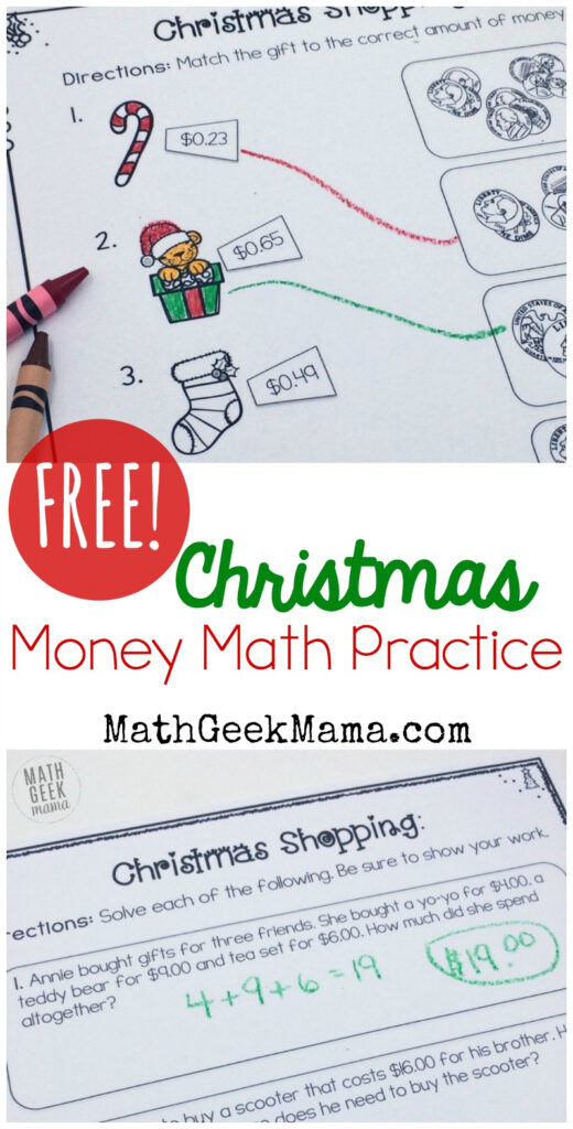 Christmas Shopping: Money Math Worksheets {Free}