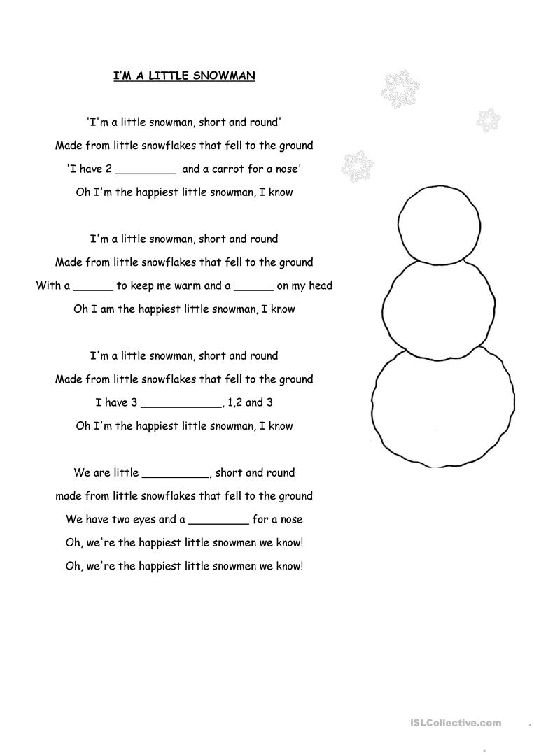 Christmas Song For Kids - English Esl Worksheets For