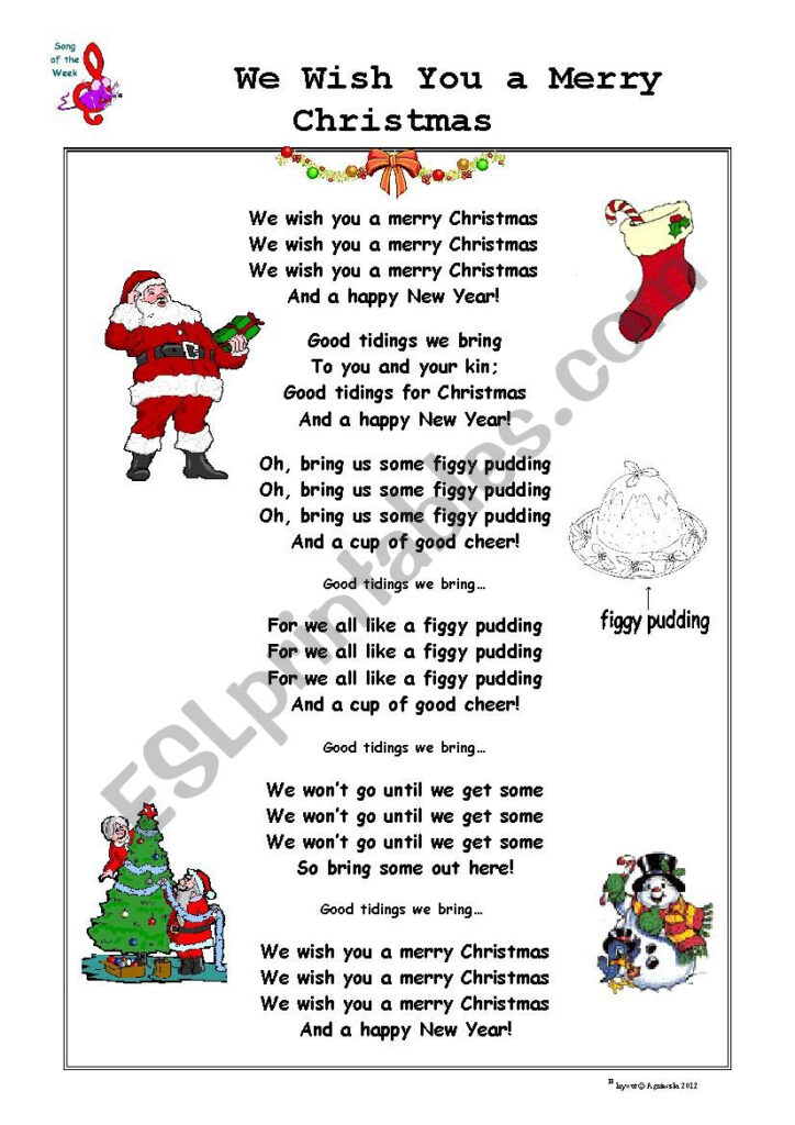 Christmas Song: We Wish You A Merry Christmas   Esl